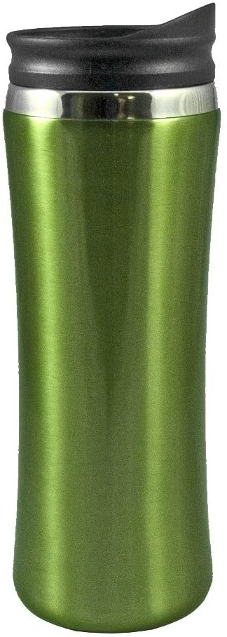 Liquid Logic Laguna Mug: Stainless Steel Outer with PP Liner and Push-On Slider Lid, 14 oz, Mossy Green
