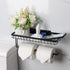 LKKL Paper Towel Holder Spice Rack and Multi-Purpose Shelf, Wall Mount Storage Organizer for Kitchen Pantry Laundry Garage Bathroom, Double Roll Toilet Tissue Holder, Paper Towel Rack- Matte Black
