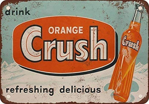 Kexle 1953 Drink Orange Crush Vintage Look Reproduction Metal Tin Sign 12" x 16" Inches