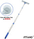 ITTAHO All Purpose Window Squeegee, with 58" Stainless Steel Long Handle and 2 Pcs Microfiber Scrubber Sleeve, 12" Squeegee for Window Cleaning, Car Window, Hard-to-Reach Areas Cleaning Tool