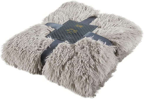 Hyde Lane Fluffy Cute Shaggy Cozy Throw Blankets for Couch Sofa ,2 Way Reversible Ultra Soft Long Faux Fur Fuzzy Blanket for Home- - 50x60 Grey