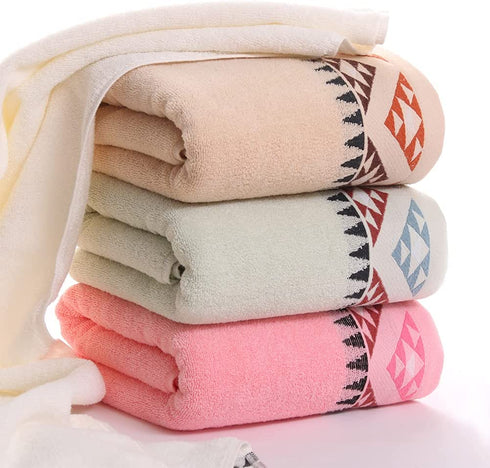 Pidada Bath Towel Indian Geometric Pattern 100% Cotton Soft Absorbent Towels for Bathroom 1 Pack 27.6 x 55 Inch (Brown)