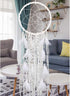 Alynsehom Extra Large Dream Catcher Kids Wall Hanging Decoration Handmade White Feather Boho Big Dreamcatchers with Bells Wedding Dream Catchers Bedroom Craft Ornament Gift (Dia 12", Length 41")