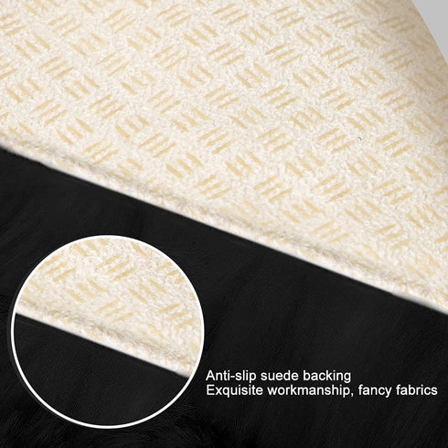 Rainlin Ultra Soft Fluffy Faux Fur Sheepskin Area Rug Modern 2x3 Shaggy Chair Couch Cover Seat Cushion Furry Beside Rugs Non-Slip Mat for Bedroom Floor Sofa Living Room, Black
