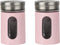 Light Pink Salt Pepper Shakers Retro Spice Jars Glass - Set of 2
