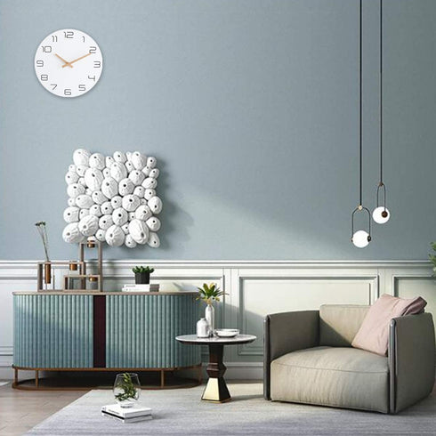 Lumuasky 12 Inch Modern Wall Clock, Silent Non-Ticking Battery Operated Quartz Decorative Simple Wall Decor for Living Room, Kitchen, Bedroom, Home, Office, School(White)