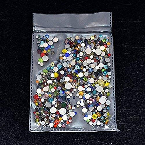 AD Beads 1440 Pieces Mixed Size No Hotfix Glue on Quality Glass Flatback Rhinestones Round Crystal Gems ( 32 Mixed Color )