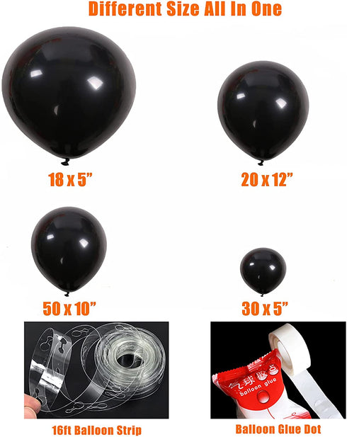 Oopat Matte All Black Balloon Garland Arches,50th Birthday Graduation Anniversary Engagement Masculine Party Halloween New Year Party Decoration (Black)