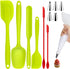 Rivvi Silicone Rubber Spatula Set of 14 includes 2 Mini Spoons and Piping Tips Set for Baking Cooking Mixing Heat Resistant Non-Stick Dishwasher Safe Small Cream Cake Spatulas Scraper Kitchen Utensils
