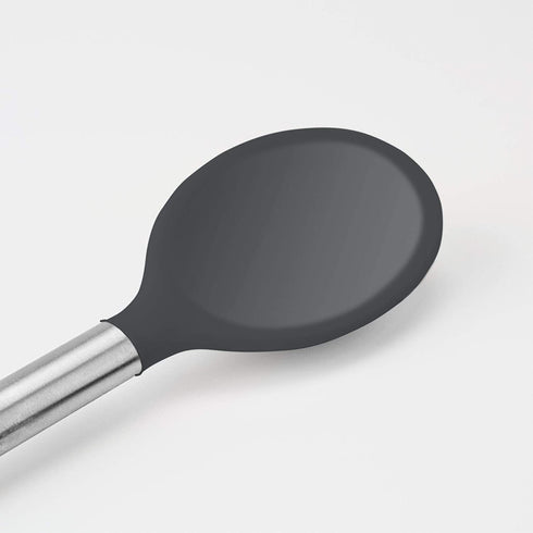 Tovolo Silicone Mixing Spoon with Stainless Steel Handle, Scratch-Resistant & Heat-Resistant Kitchen Utensil Safe for Nonstick Cookware & Cast Iron Skillets, One Size (Pack of 1), Charcoal