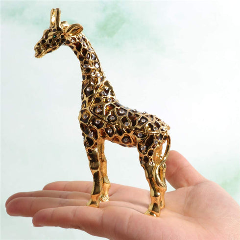 Waltz&F Big Gold Giraffe Trinket Box Hinged Hand-Painted Figurine Collectible Ring Holder Living Ornaments Shooting Props