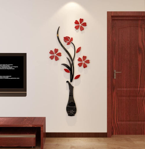 Hermione Baby 3D Vase Wall Murals for Living Room Bedroom Sofa Backdrop Tv Wall Background, Originality Stickers Gift, DIY Wall Decal Wall Decor Wall Decorations (Red, 59 X 23 inches)