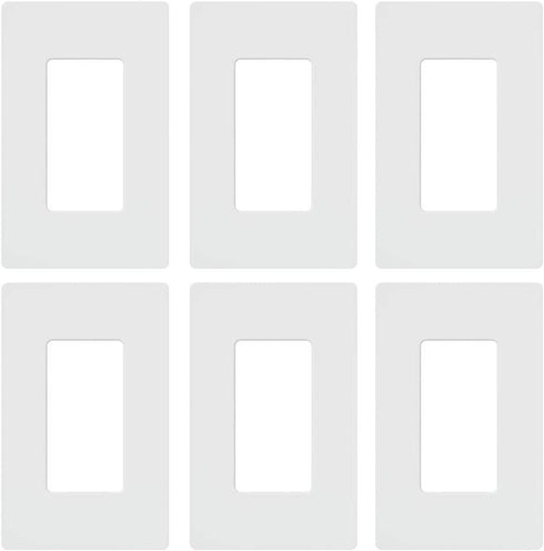Lutron Claro 1 Gang Decorator/Rocker Wallplate, Gloss, White (6-Pack) | CW-1-WH-6