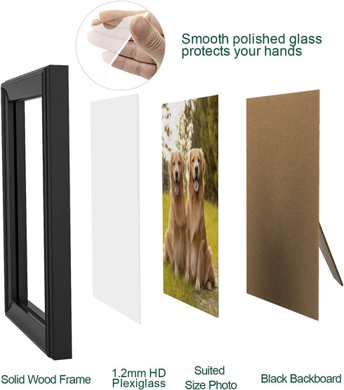 PICFREIM 8x10 Picture Frame Black Set of 2, Solid Wood Picture Frames 8x10 for Tabletop or Wall Display Decoration Photo Frame