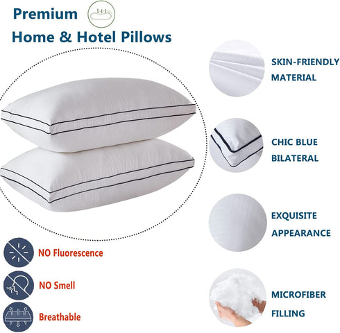 Gehannah Bed Pillows for Sleeping?2 Pack?, Luxury Plush Soft Pillow with Home and Hotel, Breathable Microfiber Cover Skin-Friendly Pillows for Side Back Sleepers (Queen)