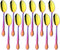 QIBOORUN Serving Spoons, 12 Pieces 8 Inches Serving Tablespoons, Large Spoons for Serving, Stainless Steel Solid Buffet Banquet Flatware Kitchen Basics Serving Spoon Big Ladle Spoon, Rainbow Color