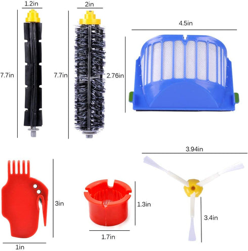 KEEPOW Replacement Accessories Kit for iRobot Roomba 600 Series 675 690 680 671 652 650 620 614 595 Vac Parts, 4 Hepa Filters,4 Side Brushes,1 Flexible Beater Brush,1 Bristle Brush,2 Cleaning Tool