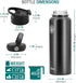 DIONE Water Bottle 40 oz. Flask Double Wall Stainless Steel & Vacuum Insulated (Black) Sport Hydro Container for Home, Office, School, Outdoor Camping (Standard Mouth / Leak Proof / BPA Free Cap)