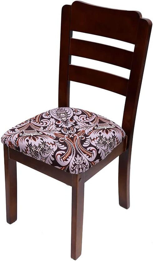 SUBCLUSTER Seat Covers for Dining Room Chairs, Removable Washable Anti-Dust Upholstered Stretch Jacquard Chair Seat Cover for Kitchen, Office (Flowers, 6)