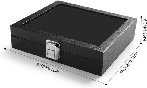 Jewelry Storage Case, Black Wooden 36 Slot Velvet Glass Ring Storage Box Display, Stand Case Holder Organized Tray for Jewelry Showcase
