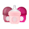 Boon NURSH Reusable Silicone Baby Bottles with Collapsible Silicone Pouch Design — Everyday Baby Essentials — 3 Count — Stage 1 Slow Flow — 4 Oz — Pink