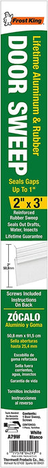 Frost King A79WHA Premium Aluminum and Reinforced Rubber Door Sweep 2-Inch by 36-Inch, White