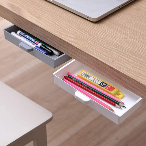 NUOBESTY 3pcs Under Desk Drawer Organizer Slide Out Hidden Table Storage Drawer Tray Self- Adhesive Stationery Pencil Holder for Office School Home