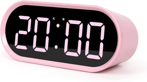 mooas Pop Mirror LED Alarm Desk Clock, LED Clock, Alarm/Snooze, Temperature Clock (Pink)