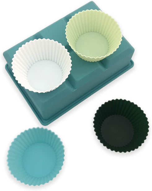 TeaRoo Silicone Baking Cups, Reusable Cupcake Muffin Liners Non-Stick Cup Cake Molds Tin Cup, Pack of 12 Standard Size Cupcake Holder