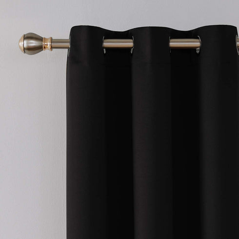 Deconovo Solid Room Darkening Thermal Insulated Blackout Grommet Window Curtain Living Room, Black, 42x95 Inch, 1 Panel