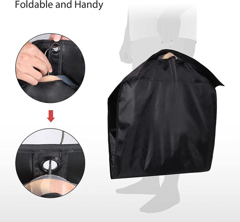 Univivi Garment Bag 60inch Lightweight Suit Bags for Closet Storage, Hanging Clothes Cover 3 Pack with Zipper and Eye-Hole Carry Handles for Folding for Tuxedos Coats Dresses, Black