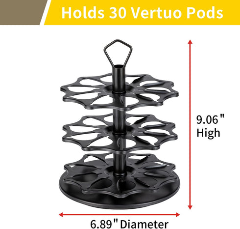 Flagship Coffee Pod Holder Carousel 3 Tier for Vertuo Pod Holder Metal DIY Install Small for Vertuo Pod Stand (30 Pods Capacity)