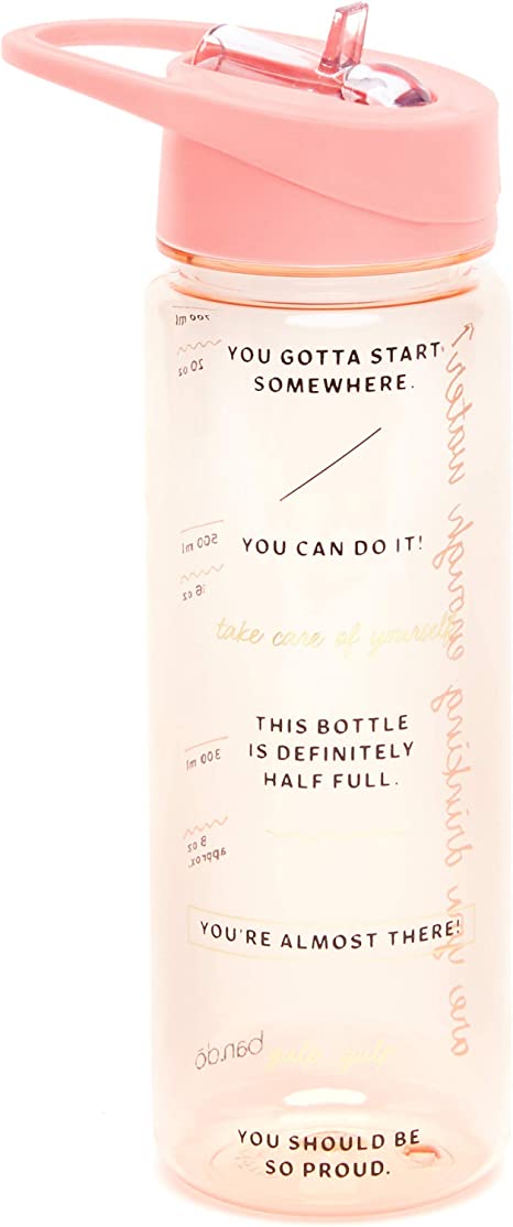 ban.do Insulated Water Bottle with Straw, BPA-Free Water Bottle Holds 24 Ounces with Motivational Markers for Daily Drinking, Drinking Enough Water?