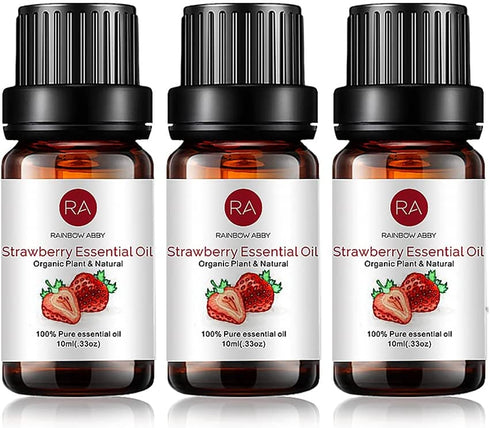 3-Pack Strawberry Essential Oil, Pure, Undiluted, Therapeutic Grade Strawberry Oil - 3x10 mL