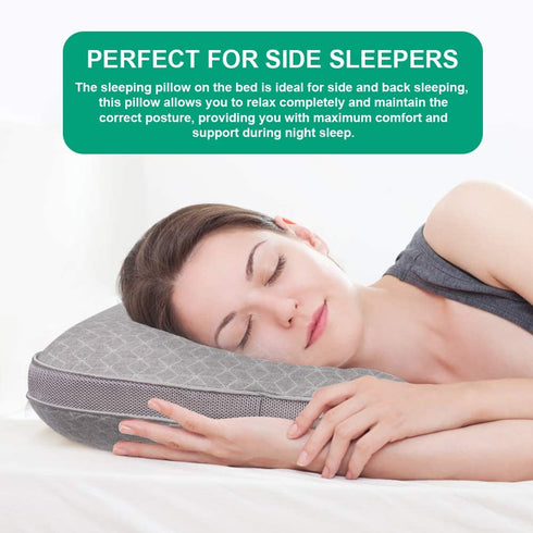 Memory Foam Neck Pillow, Soft Deluxe Pillow for Sleeping with Removable Pillowcase Cervical Pillow Relief Neck Pain Orthopedic Contour Pillow for Home Hotel Bed Use (Gray)