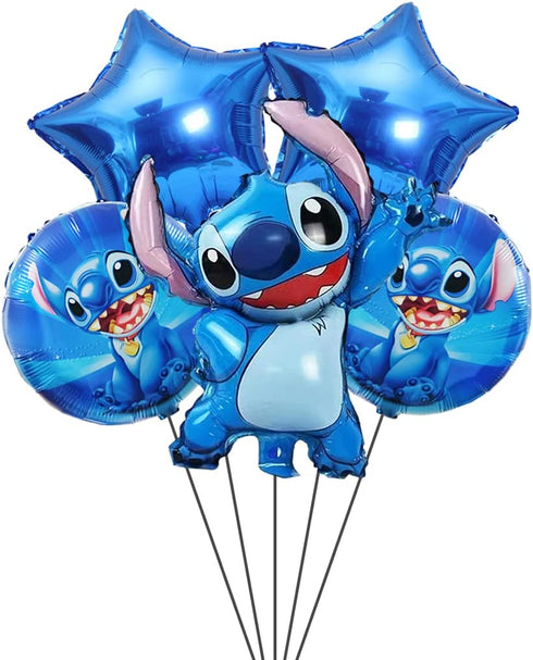 6pcs Lilo and Stitch Aluminum film balloon, Stitch birthday party decoration, children's birthday party supplies decoration