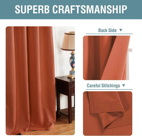 Ultra Soft Blackout Curtains for Bedroom 84 Inches Long Thermal Insulated Blackout Window Curtain for Living Room, Energy Efficicent Grommet Window Treatment Decorative Panel - Orange Ochre (1 Panel)