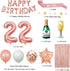 Fancypartyshop 22nd Birthday Decorations - Rose Gold Happy Birthday Banner and Sash with Number 22 Balloons Latex Confetti Balloons Ideal for Girl and Women 22 Years Old Birthday Rose Gold