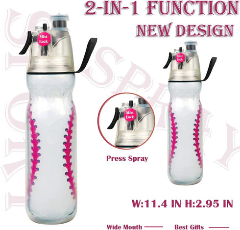 2-in-1 Mist and Sip Baseball Water Bottles - Kids Water Bottle School Sports Insulated Water Bottle Help You Cool Down Quickly & Quench Thirst, BPA-Free & Leakproof Squeeze Bottle for Gym Cycling Running