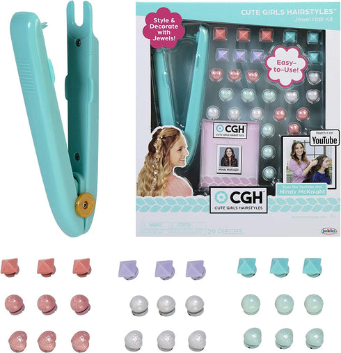 CGH Cute Girls Hairstyles! Jewel Blinger Installer Hair Kit with Hearts, Studs & Pearls