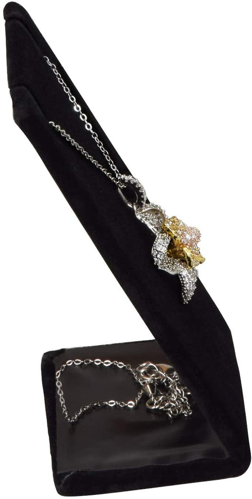 MOOCA 6 Pcs Set Black Velvet Covered Earring Display Stand Pendant Jewelry Organizer Display Holder for Earring, Pendant Accessory Rack for Showcase, 2 1/4" W x 1 1/2" D x 3 1/4" H, Black Velvet