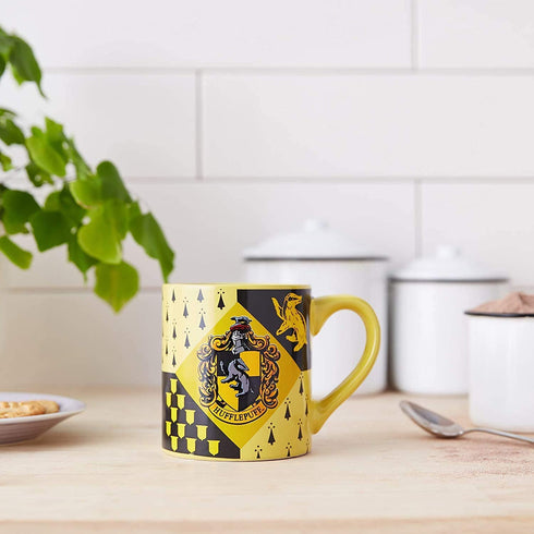 Silver Buffalo Harry Potter Hufflepuff House Crest Ceramic Mug, 14 Ounces