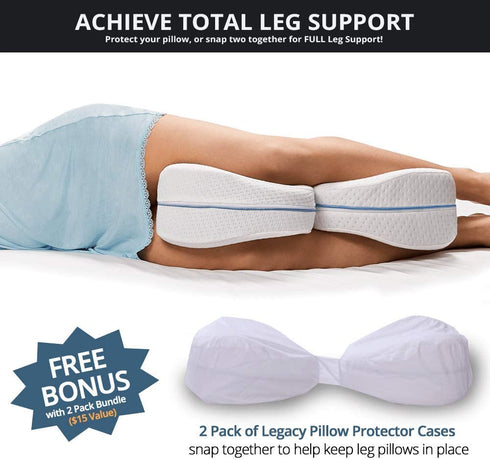 Contour Legacy Leg & Knee Foam Support Pillow - Soothing Pain Relief for Sciatica, Back, Hips, Knees, Joints - As Seen on TV