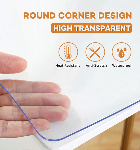 PoPoTo New Clear Plastic Tablecloth Cover Protector for Dining Room Table 16x32 Inch Desk Protector Mat Clear Vinyl Table Pad Protector Desk Pads Mats Wood Furniture Protective for Tabletop Countertop