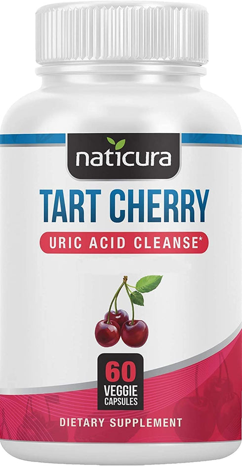Naticura Tart Cherry Uric Acid Cleanse - Uric Acid Joint and Muscle Support Supplement - Tart Cherry with Turmeric, Cranberry, Pomegranate, Celery Seed Extract, Bromelain - 60 Tart Cherry Capsules