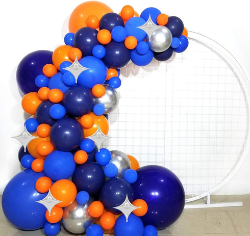 FUNPRT Outer Space Balloons Garland - Silver Orange Blue Navy Latex Balloons for Men's Bbirthday Graduation Party Decor Balloons,113 Count