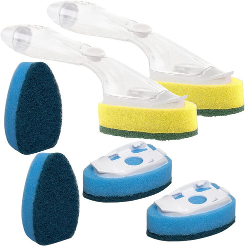 Scotch-Brite (2 Dishwands and 6 Refill Replacement Heads) Non-Scratch Heavy Duty Dish Wand Sponge For Kitchen Sink Cleaning Brush, Non-Scratch + Heavy Duty,