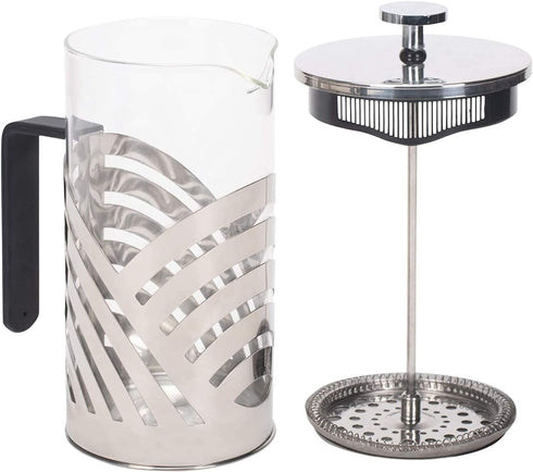 Chrome 1 Liter Large Glass and Stainless Steel French Press Coffee and Loose Leaf Tea Maker