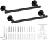 Bathroom Towel Bar, 2 Pack Stainless Steel Towel Rack, Matte Black Bath Towel Hanger, Wall Mounted Towel Rail, Towel Rod Bathroom Hardware (2 Pack - Black)