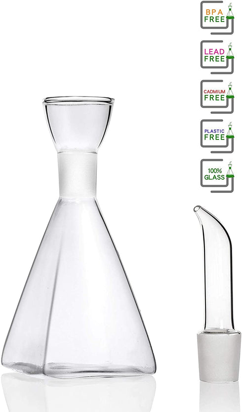 HAIZEEN 9 oz / 250 ml Clear Glass Olive Oil Dispenser Bottle - Oil & Vinegar Cruet with Pourers and NO Funnel Needed - Olive Oil Carafe Decanter for Kitchen and BBQ